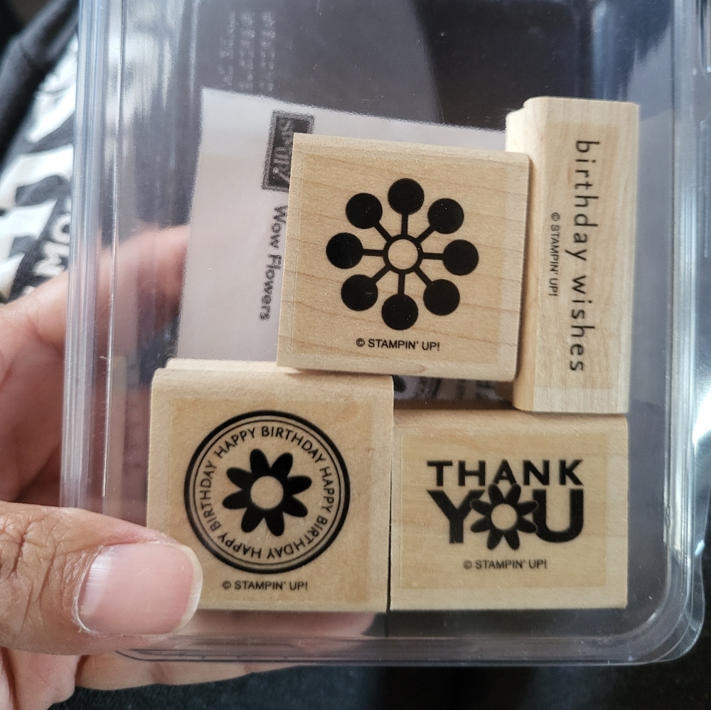 Stampin Up Set of 4 Rubber Wow Flowers Stamps